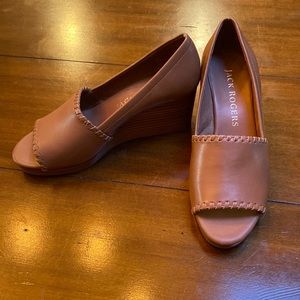 Jack Rogers Leather Tan Wedge Heels